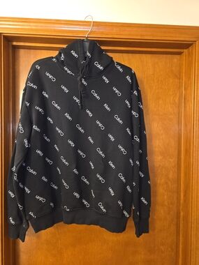 Calvin Klein Black Logo-Print Men's Hoodie Sweater